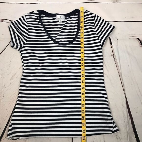 Socialite White Navy Striped Women's Small Shirt - Picture 6 of 8